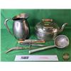 Image 1 : Kettle & Pitcher w/ Kitchen Utensils (Pitcher Measures 9-1/2"H) (SEE PICS!)  (Listing & Descriptions