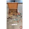 Image 1 : Wood Tool Chest w/ Variety of Hand Tools (9-1/4"H x 23-1/2"W x 15-1/2"D) (Note: Heavy) (SEE PICS!)  