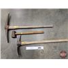 Image 1 : Long Handle Tool Trio : Pick Axes & Sledge Hammer (SEE PICS!)  (Listing & Descriptions are a GUIDE O