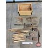 Image 1 : Variety of Axe Heads & Handles c/w Wood Crate (10"H x 12"W x 18-1/4"D) (Note: Heavy) (SEE PICS!)  (L