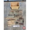Image 2 : Variety of Axe Heads & Handles c/w Wood Crate (10"H x 12"W x 18-1/4"D) (Note: Heavy) (SEE PICS!)  (L