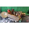 Image 1 : Antique Vehicle Group :  c/w Wood Tomato Crate (7-3/4"H x 17-1/4"W x 14"D) - Head Light - FORD M