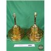 Image 1 : Pair of Electric Amber Glass Lamps (No Lamp Shades) (18"H) (SEE PICS!)  (Listing & Descriptions are 