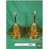 Image 2 : Pair of Electric Amber Glass Lamps (No Lamp Shades) (18"H) (SEE PICS!)  (Listing & Descriptions are 