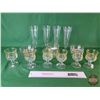 Image 1 : Glassware : - Vintage Pilsner Glasses (4) - Vintage Anchor Hocking Clear Custard Cups (6) - Yellow S