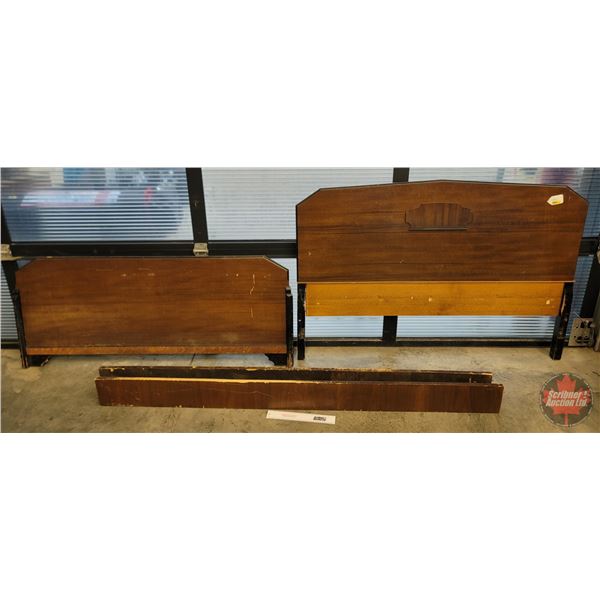 Walnut Double Bed Frame : (Headboard Measures 56"W) (SEE PICS!)  (Listing & Descriptions are a GUIDE