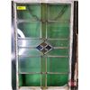 Image 3 : Wood Framed Lead & Stain Glass Window (Note: 2 Panes of Glass Missing) (Frame Measures: 18" x 26") (