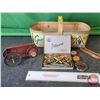 Image 1 : Vintage Kids Construction Toys in Apple Basket (Basket Measures 7"H) (SEE PICS!)  (Listing & Descrip