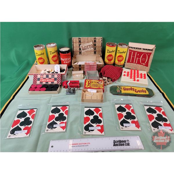 Vintage Games Group : Checkers, Chess, Shuttlecocks, Lotto, Hi-Q, Etc! (SEE PICS!)  (Listing & Descr