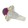 Image 7 : 18K Yellow Gold & Platinum GIA Oval Cabochon Ruby w/ Diamond Halo Cocktail Ring