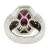 Image 8 : 18K Yellow Gold & Platinum GIA Oval Cabochon Ruby w/ Diamond Halo Cocktail Ring