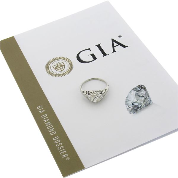 Antique Art Deco 18K Gold 0.69 ctw GIA European Diamond Filigree Engagement Ring