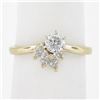Image 1 : 14K Yellow Gold 0.67 ctw Prong Round Solitaire w/ Marquise Diamond Spray Ring
