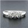 Image 2 : 14k White Gold 0.22 ctw Round Prong Diamond Squared Setting 3 Stone Promise Ring