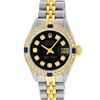 Image 2 : Rolex Ladies Two Tone 18K Yellow Gold And Steel Black Diamond And Sapphire Quick