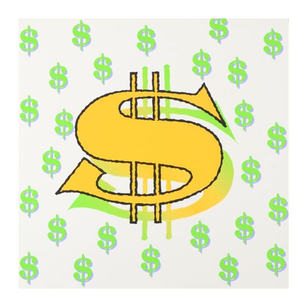 Dollar Sign (White) by Steve Kaufman (1960-2010)