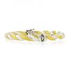 Image 4 : Italian 14K TT Gold 7" Polished & Matte Finish Twist Hinged Open Bangle Bracelet