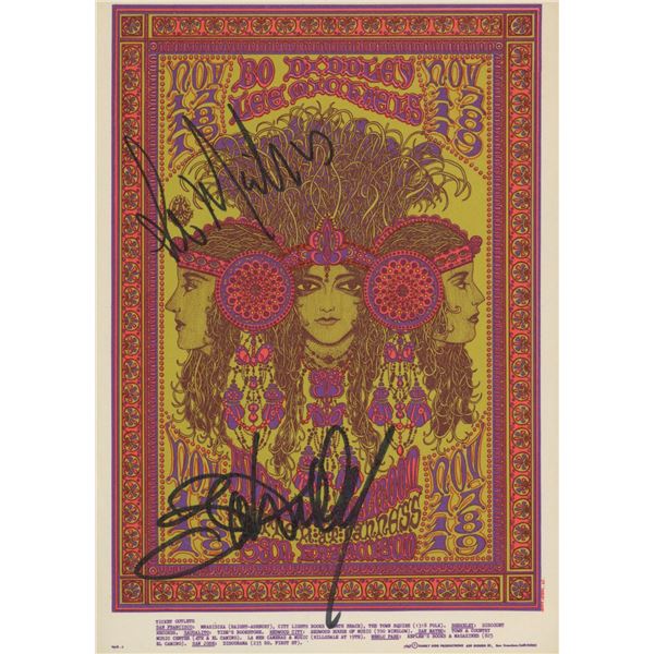 Bo Diddley and Lee Michaels signed concert postcard