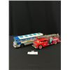 Image 1 : Lot of 2 1960s Japan Friction Toys Firetruck and Greyhound Bus