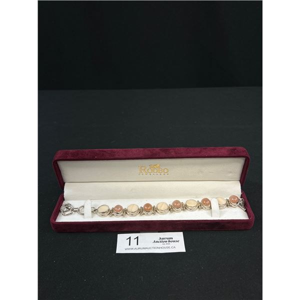 Very Nice Sterling Silver Bracelet w/ Coloured Stones