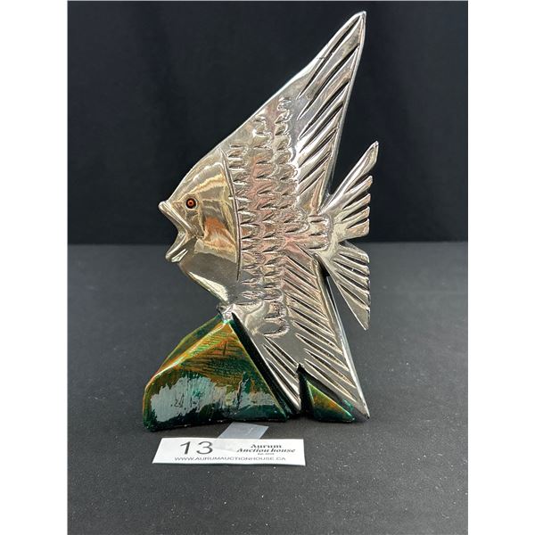 Decorative Weighted Sterling Silver Fish, 8" Tall