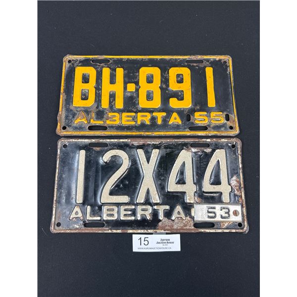 1953 and 55 Alberta License Plates