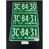 Image 1 : Set of 3 1971 Comercial Vehicle Alberta License Plates