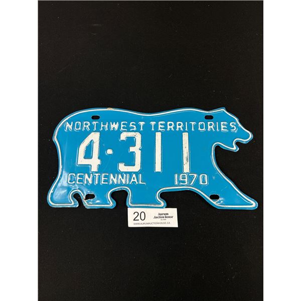 1970 Northwest Territories Polar Bear License Plate