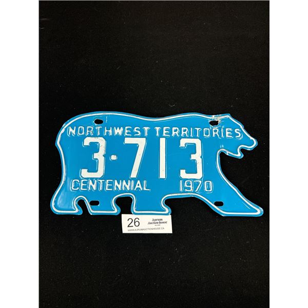 1970 Northwest Territories Polar Bear License Plate