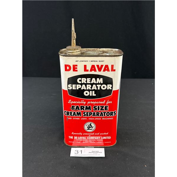 Vintage DE Laval Cream Seperator Oil Tin, 1 qt