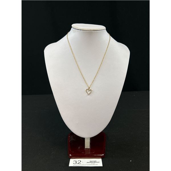 Very Pretty 1.7gr  10KT Gold Necklace w/ Heart Pendant