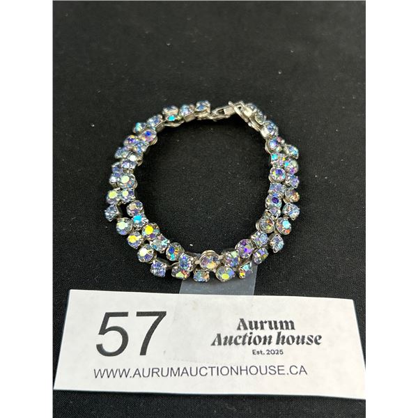 Very Pretty Vintage Blue Rhinestone Bracelet