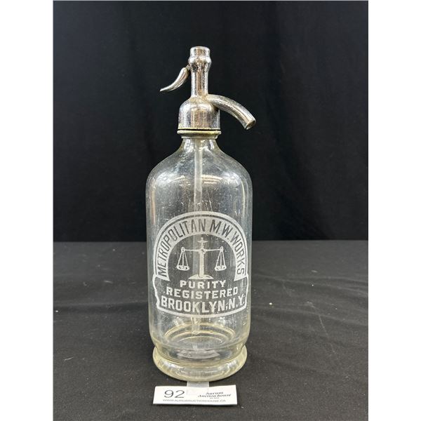 Vintage Metropolatin M.W Works Brooklyn New York Seltzer Bottle