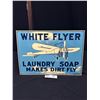 Image 1 : Vintage 14" x 10" White Flyer Laundry Soap Embossed Tin Sign, Armour and Company