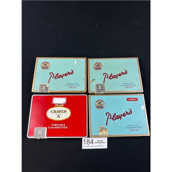 Lot of 4 Vintage Players and Craven A Cigarette Tins
