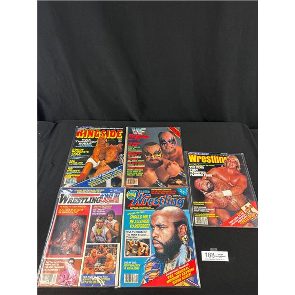 Lot of 5 1980s Wrestling Magazines in Bags