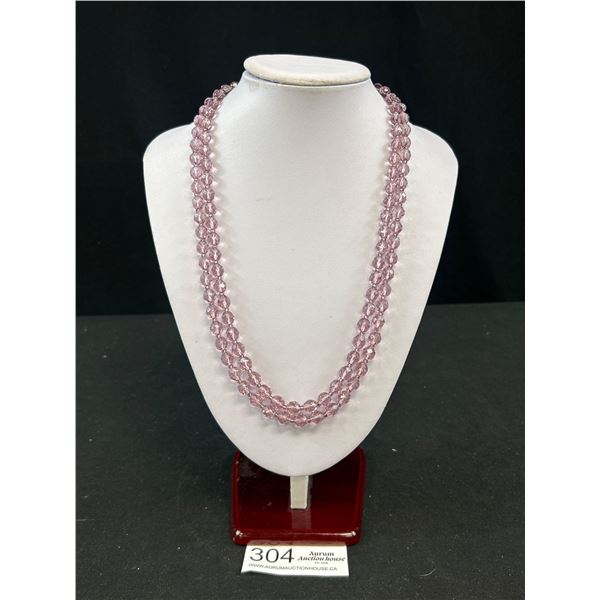 Vintage Extra Length Faceted Glass Beads Necklace, Original Clasp