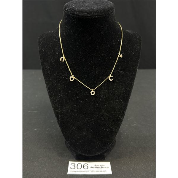 Vintage 925 Sterling Silver w/ Tiny Stones Pendants Necklace