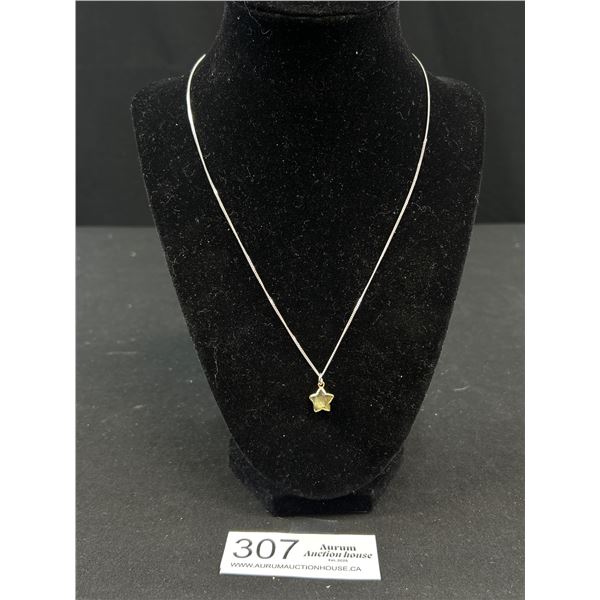 925 Sterling Silver Chain w/ Labradirute Stone Pendant Necklace