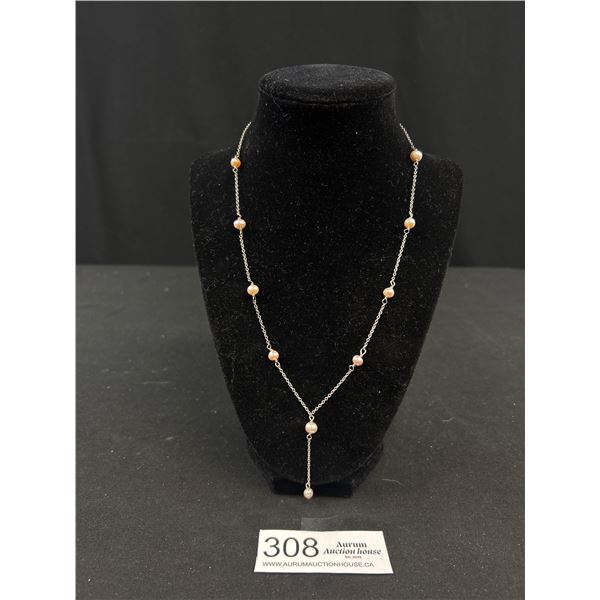 Sterling Silver w/ Genuine Pearls Necklace