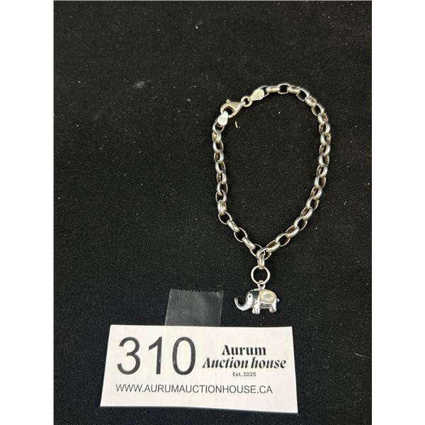 925 Sterling Silver Links Bracelet w/ Elephant Charm