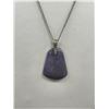 Image 2 : Vintage Sterling Silver Chain w/ Unusual Opaque Stone Pendant Necklace