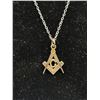 Image 2 : 925 Sterling Silver Chain w/ Masonic Pendant Necklace Marked 925