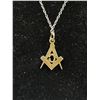 Image 3 : 925 Sterling Silver Chain w/ Masonic Pendant Necklace Marked 925
