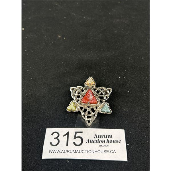 Vintage Scottish Celtic w/ Stones Brooch