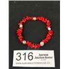 Image 1 : Genuine Dark Red Coral w/ Genuine Pearls Bracelet