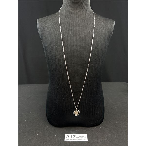 925 Sterling Silver RL Israel w/ Stone Pendants + Chain Necklace Marked 925