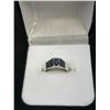 Image 2 : Sterling Silver (Tested) w/ Dark Blue Stone Ring Size 5.5