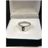 Image 3 : Sterling Silver (Tested) w/ Dark Blue Stone Ring Size 5.5