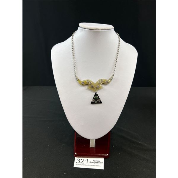 Vintage Silver w/ Celluloid Hand Crafted Necklace